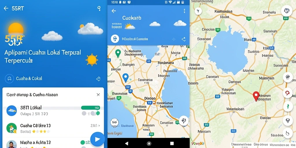 Screenshot antarmuka 55RT menampilkan informasi cuaca lokal dengan jelas.
