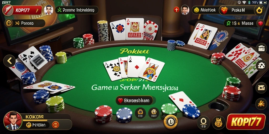 Tampilan antarmuka KOPI77 yang menarik dengan fitur poker lengkap.