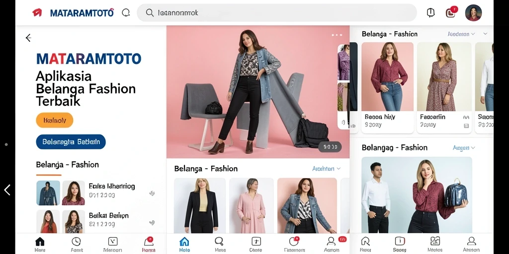 Tampilan antarmuka elegan aplikasi MATARAMTOTO untuk belanja fashion.