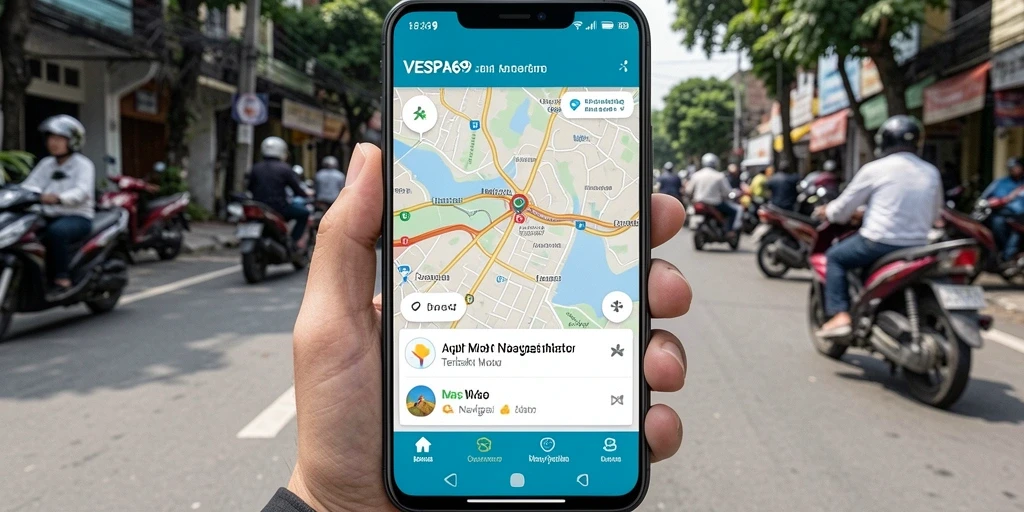 Antarmuka VESPA69 menampilkan peta interaktif dan cuaca terkini.