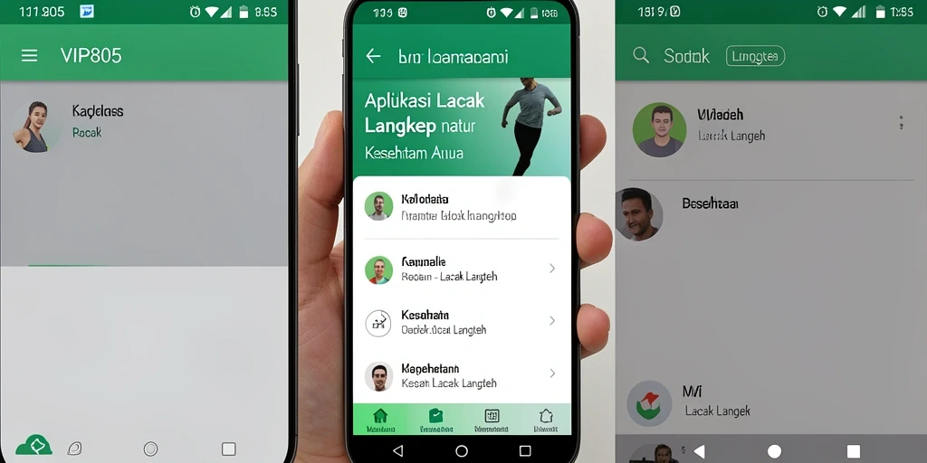 Tampilan antarmuka utama VIP805 yang menampilkan fitur Lacak Langkah.